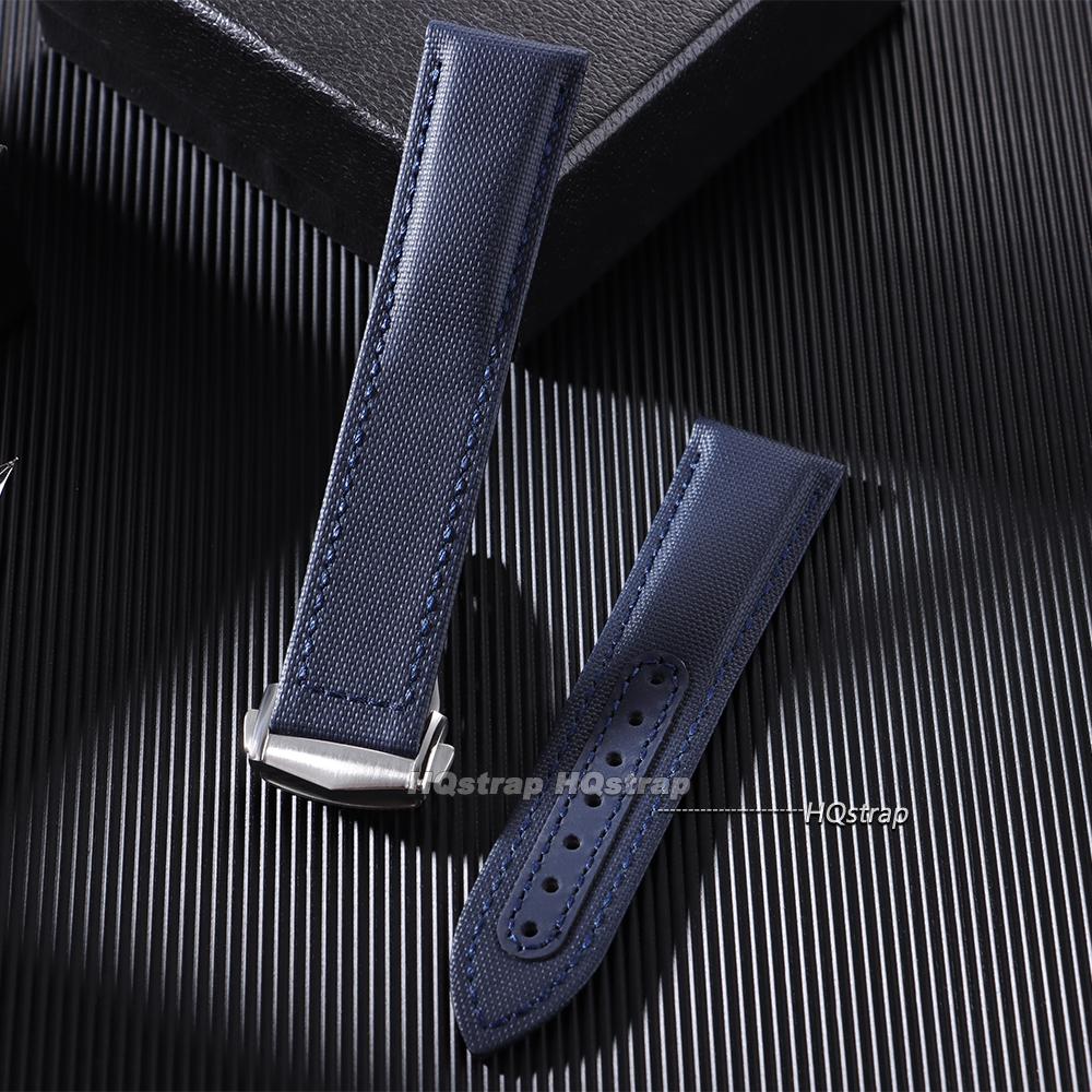 For Omega Sailcloth Nylon Watch Band 20mm 22mm Waterproof Sailcloth Strap Black Blue Men Sport Bracelet Folding Buckle Wristband