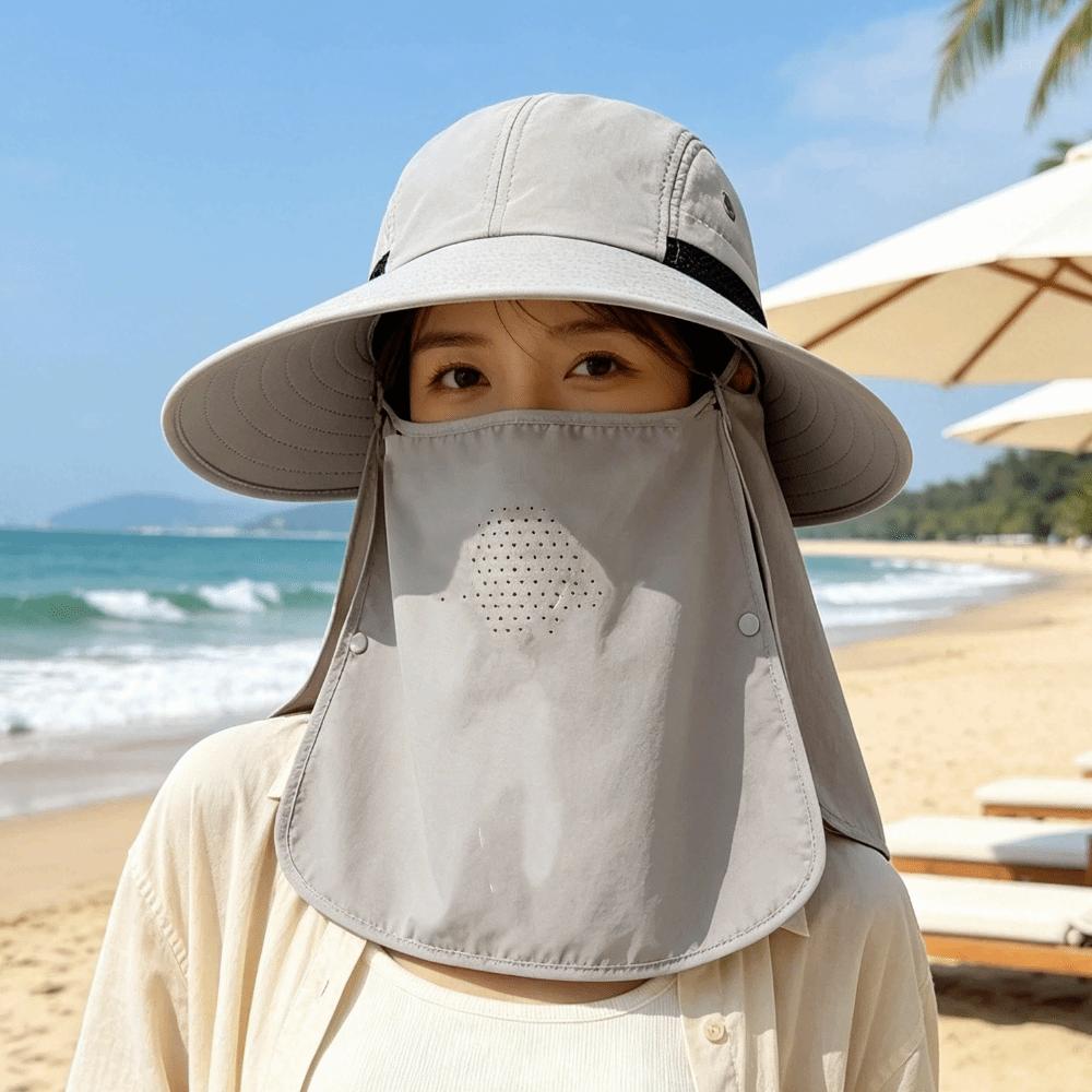 Wide Brim Fishing Hat Waterproof Full Face Coverage Hat Casual UV Protection Cap Riding