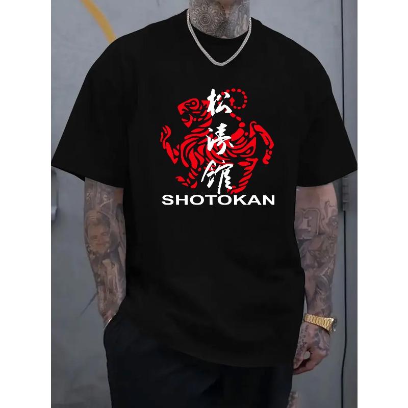 Men S Casual Summer T-Shirt - Shotokan Graphic, Short Sleeve, Round Neck, Outdoor Activity Wear, Outdoor Casual Wear | Graphic Tee S