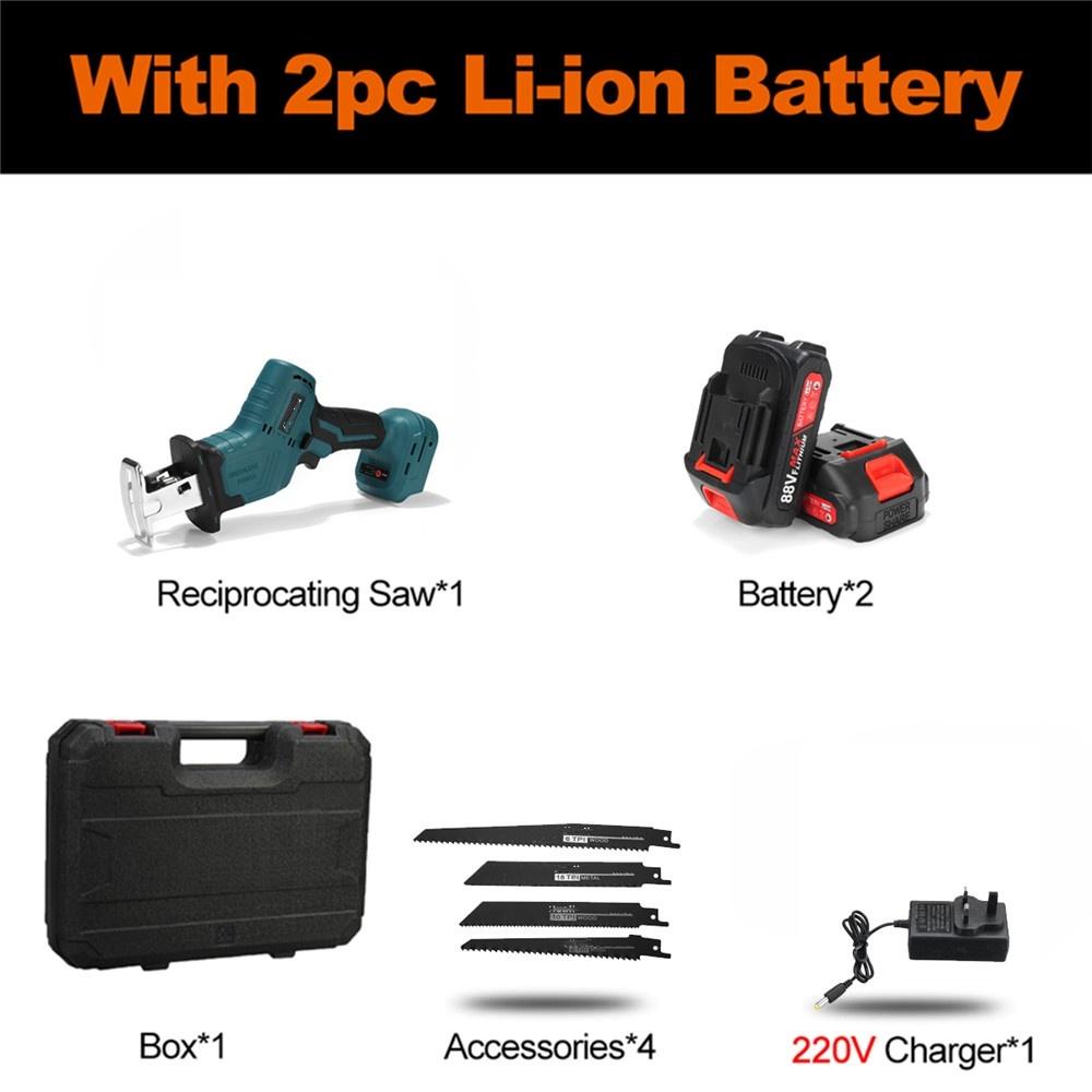 Brushless Electric Reciprocating Saw Variable Speed Cordless Metal Woodworking Cutting Power Tool