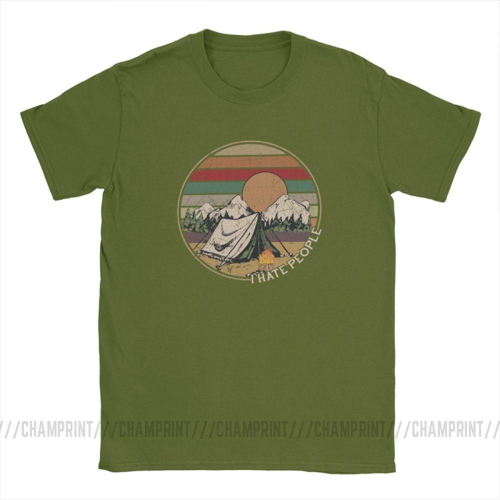 Love Camping I Hate People Vintage Funny T Shirts For Men Camping Hiking Short Sleeve Tops