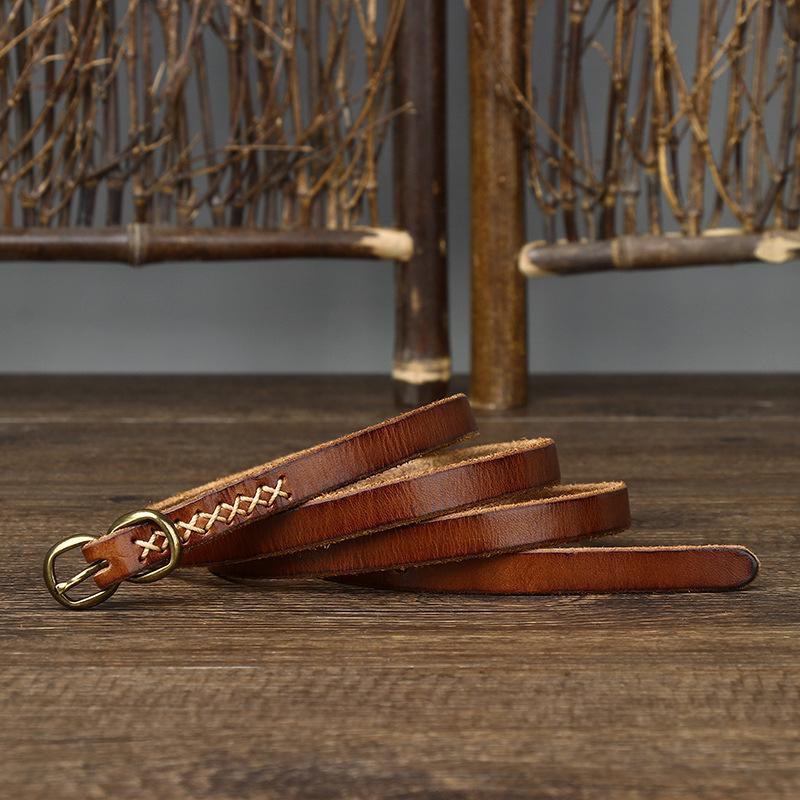 Curea decorativă subțire pentru damă, cataramă cu opt tipuri, cu haină, curea de femei din piele de vacă pură, cu tendințe de modă retro