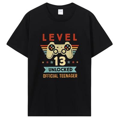 Level 13 Unlocked Official Teenager Birthday Gamer T-Shirt Unisex Cotton Tshirt Clothing Oversized Graphic T Shirt Tees