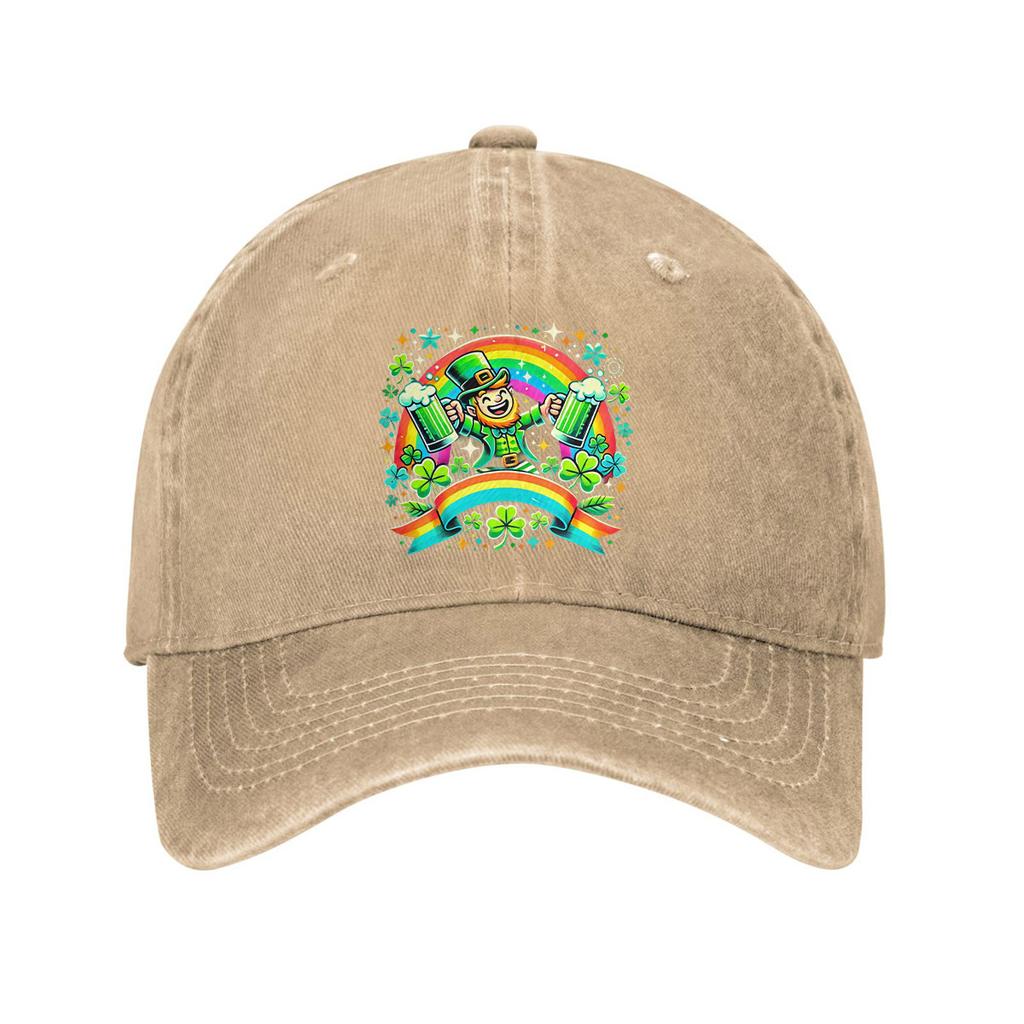 St Patricks Day Leprechaun Beer Mug Baseball Cap Cotton Adjustable Denim Black Outdoor Casual Hat