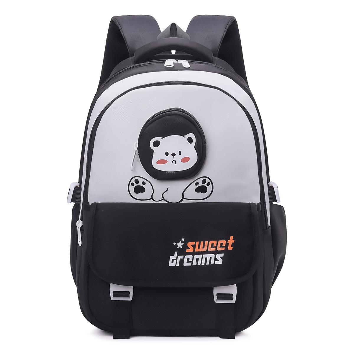 

Backpack girl new cute large capacity high value lightweight backpack load reduction ridge protection cartoon primary school bag чорний