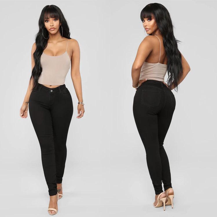 Женские летние модные эластичные джинсовые брюки-карандаш с высокой талией L белый — фото 8