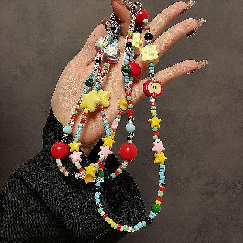 Smartphone Lanyard Pvc Beaded Crossbody Chain For Men And Women