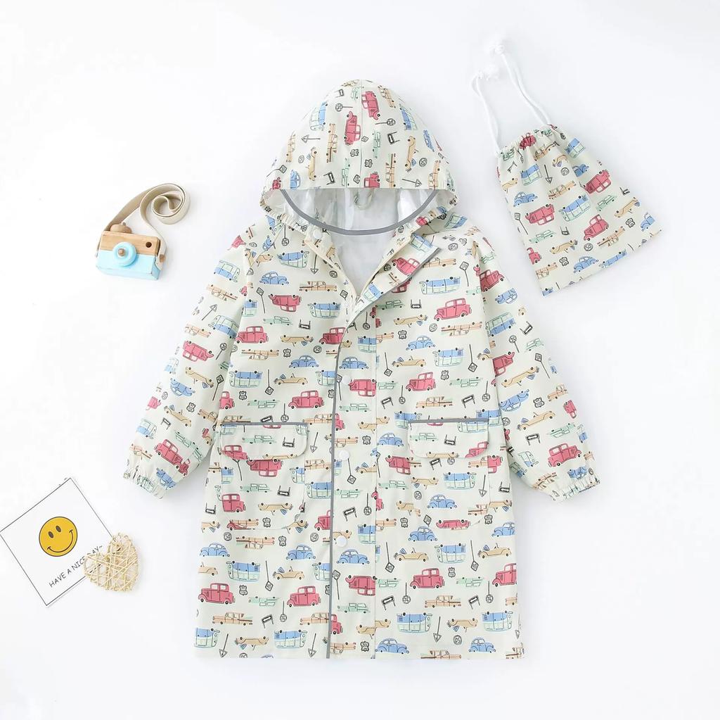 Japanese Fashion Lightweight Quick-Drying Breathable Kids Raincoat Rainproof Kindergarten Waterproof Poncho Primary School Student Schoolbag