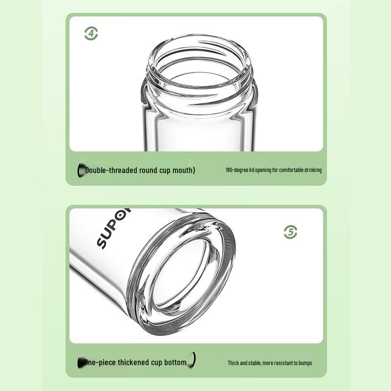 SUPOR Double-Walled Borosilicate Glass Travel Mug
