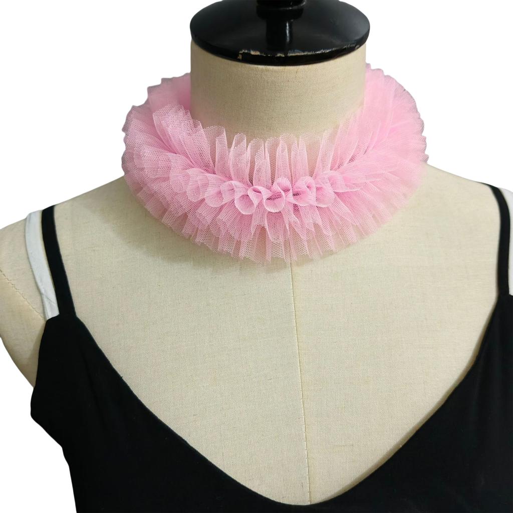 Women's Colorful Mesh Ruffle Detachable Collar Wrist Cuffs Fashionable Neck Accessory for Daily Wear and Parties Event