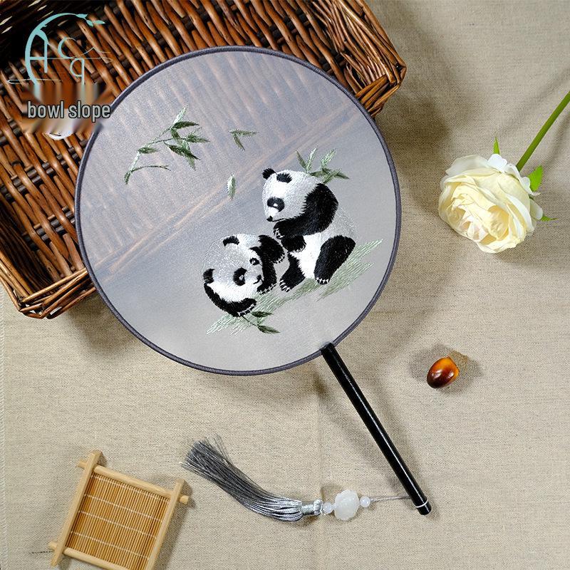 Zweiseitig bestickter runder Fächer im antiken Stil, Hanfu Su-Stickerei, vielseitiger Tanzfächer, chinesischer Stil