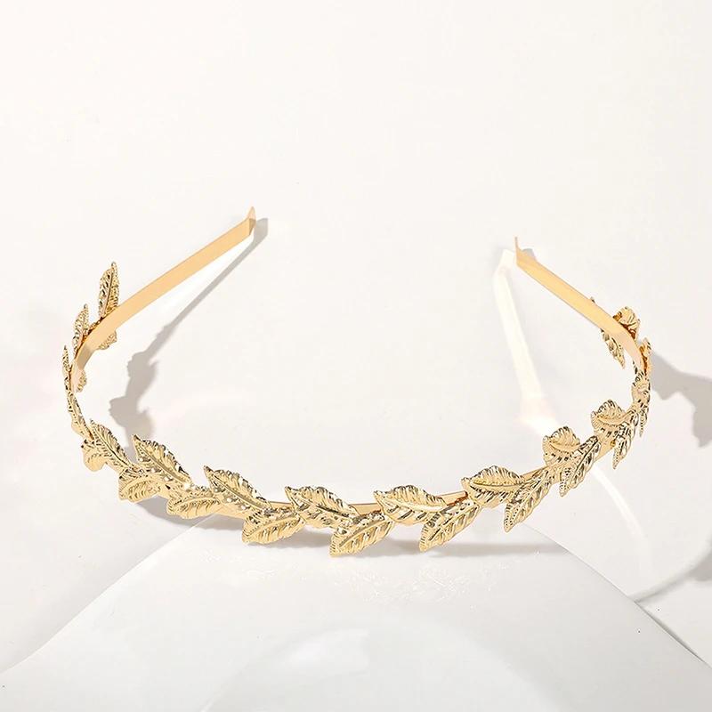 New Gold Color Leaf Headband Headpiece Crown Tiara Headdress Goddess Greek Head Jewelry Bride Wedding Hair Accessories