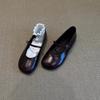 Retro Simple One-word Buckle with Round Head Mary Jane Shoes Spring and Autumn Low Heels Shallow Mouth Flat Shoes Casual Shoes