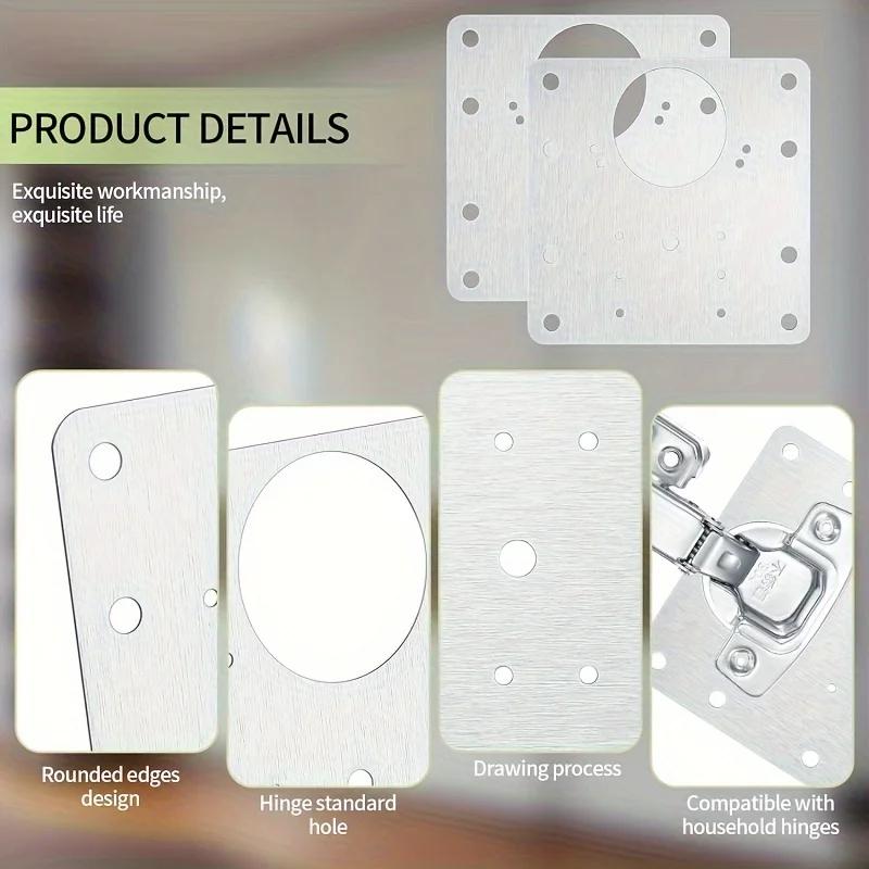 4/6pcs Cabinet hinge repair board, fixed board bracket kit, hinge repair installation board, with cabinet furniture holes