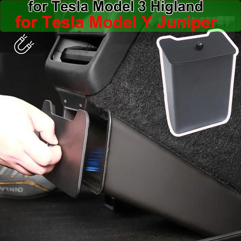 for Tesla Model Y Juniper 2026 Under Rear Air Outlet Storage Organizer Box Rear Seat Trash Can Model 3 Highland Accessories 2025