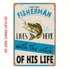 Vintage Fishing Metal Tin Sign Wall Art Rustic Cabin Decor Fisherman Gift