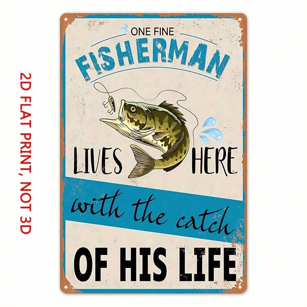

Vintage Fishing Metal Tin Sign Wall Art Rustic Cabin Decor Fisherman Gift 20x30 різнокольоровий