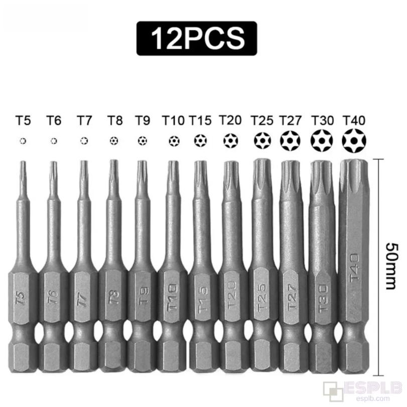 11pcs 100mm /12pcs 50mm 1/4" Hex Bits Driver Tamper Proof Security Drill Magnetic Bit Set Torx Screwdriver Flat Head