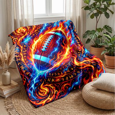 Electric Football Fire Theme Blanket Lightweight Warm Flannel Blanket Decorative Throw Blanket for Home Decoration