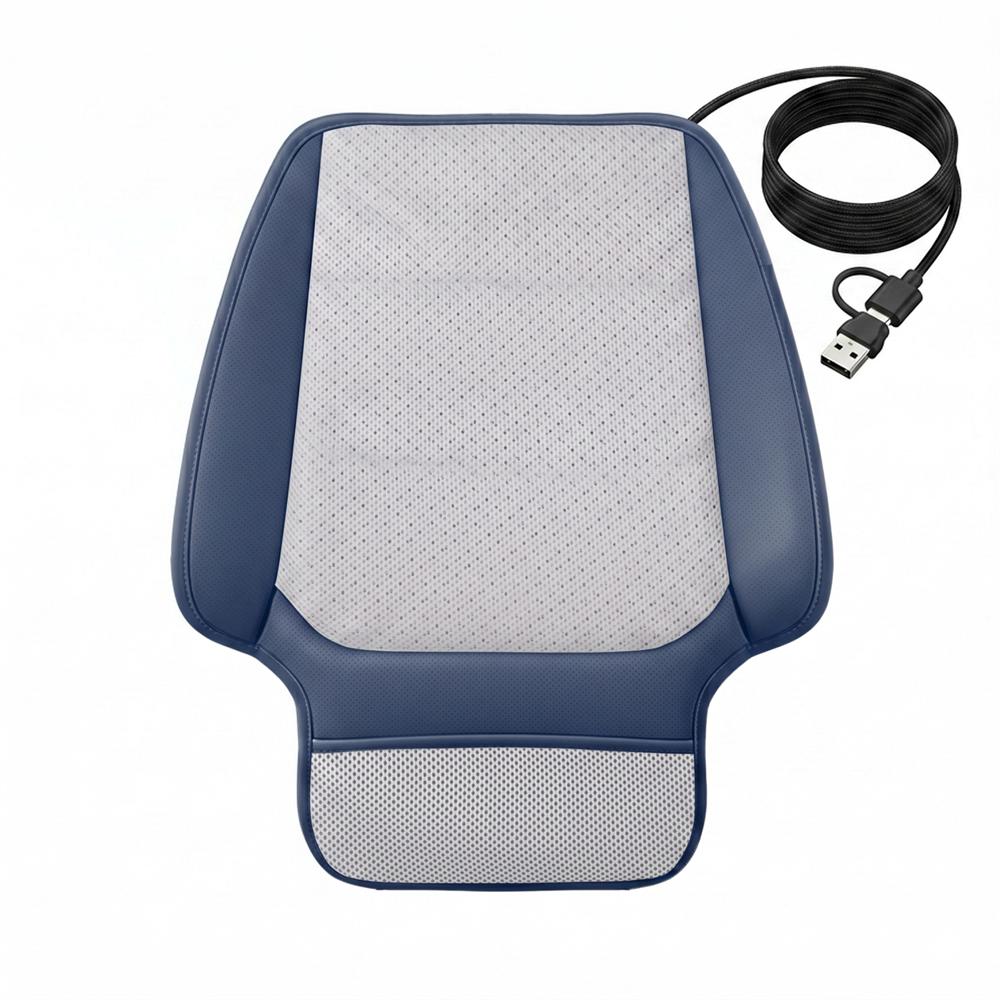Summer Cooling Car Seat Cushion Auto Ventilated USB Seat Pad 5V USB-C Breathable Mesh Fan Cool Ventilation Seat for Truck SUV Polyester
