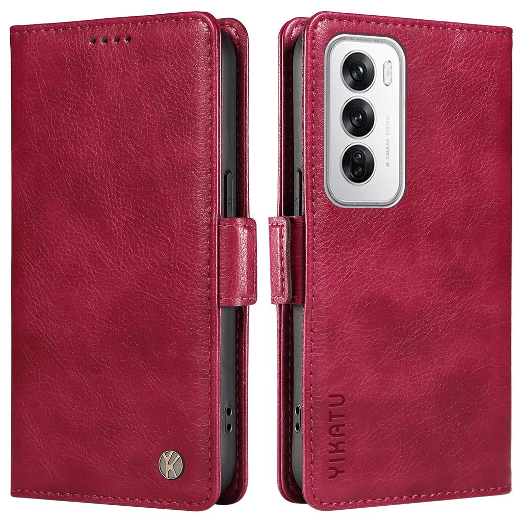 YIKATU YK-007 For Oppo Reno12 5G (Global) Phone Case Anti-Drop PU Leather Stand Wallet Cover