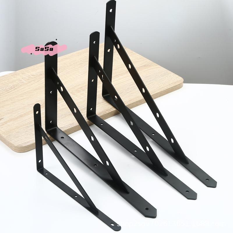S-2Pcs Tripod Bracket Shelf Floating Shelf Heavy Duty Black/White Steel For Decorative Wall Mount Joint Angle Without Screws