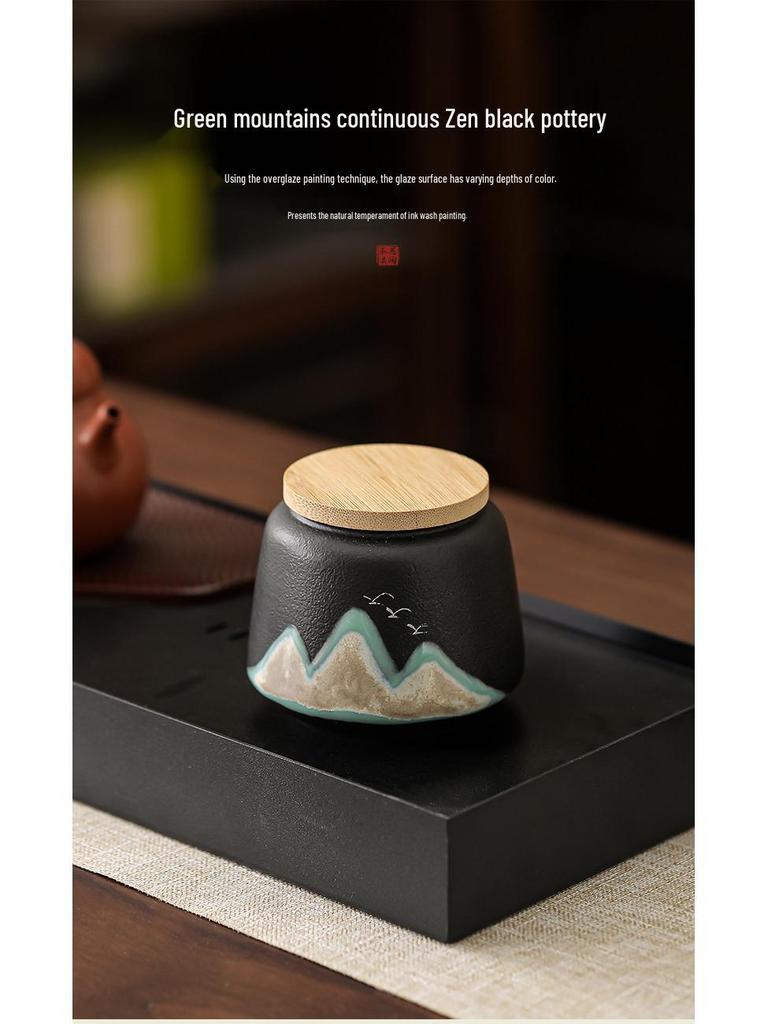 Exquisite Glazed Ceramic Tea Storage Jar: Moisture-Proof Pottery for Green, White, and Pu-erh Teas