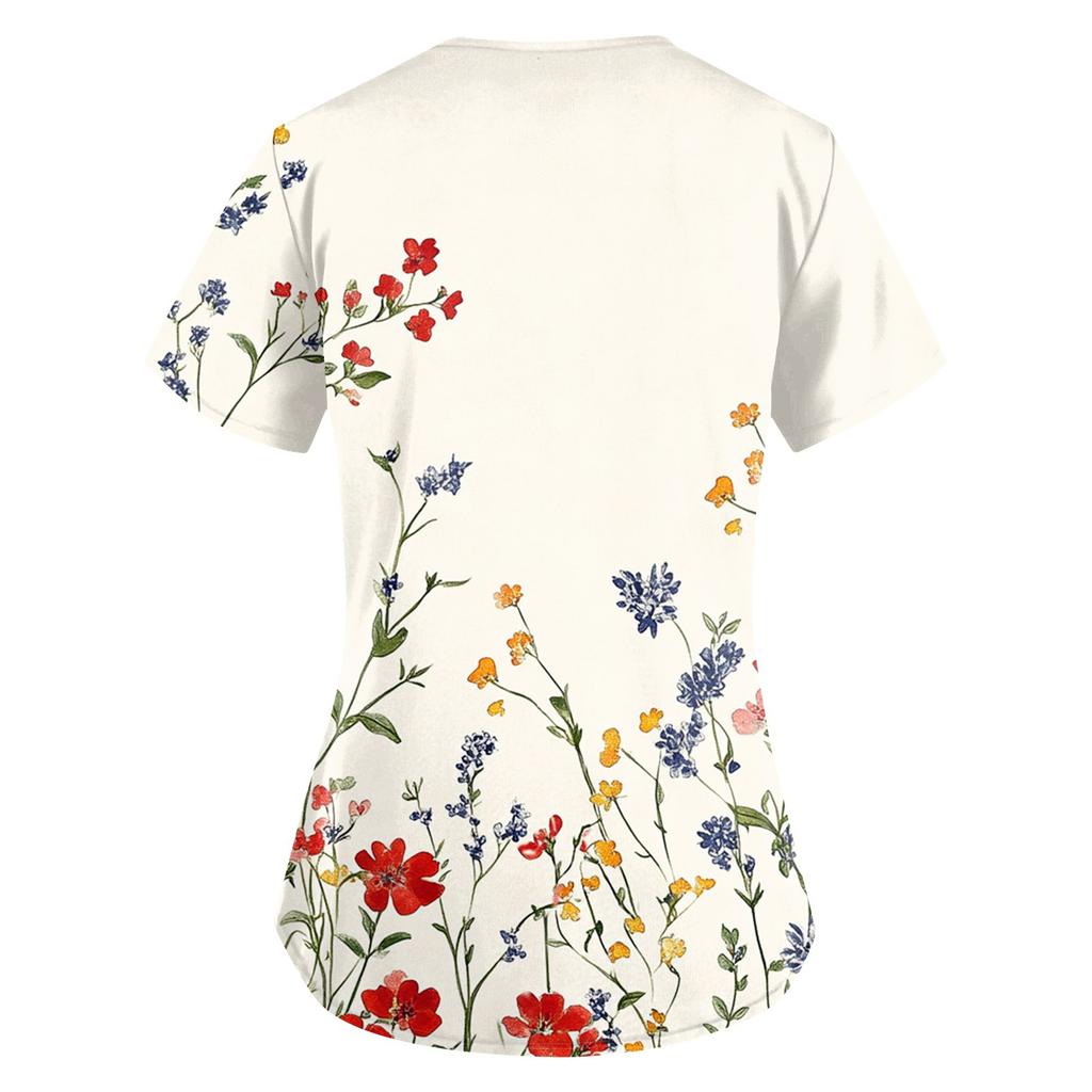 Dámská tištěná pracovní uniforma Ochranná pracovní uniforma s výstřihem do V