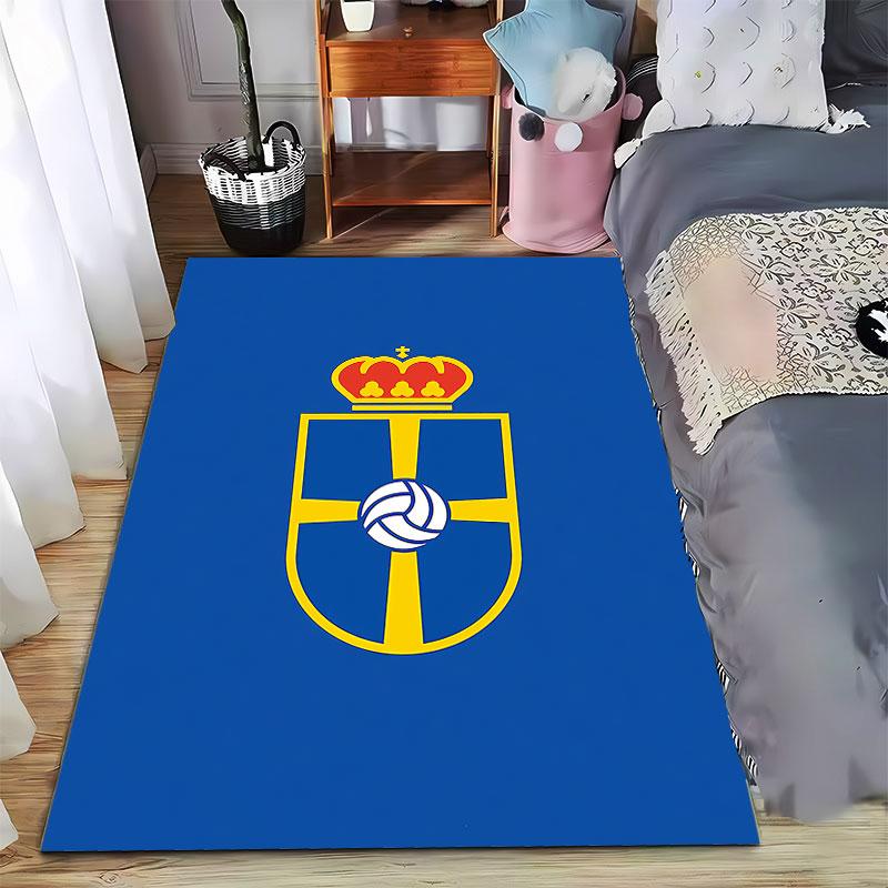 Blue Carpet with Crest Design Suitable As a Non-slip Mat for the Living Room or Bedroom Sofa