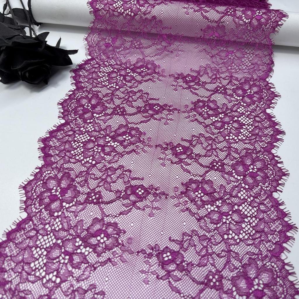 3m x 23cm French Eyelash Lace, Non-stretch Purple Chantilly Lace Trim for Bra, Underwear, Lingerie, Dress, Garment, Sewing & Crafting