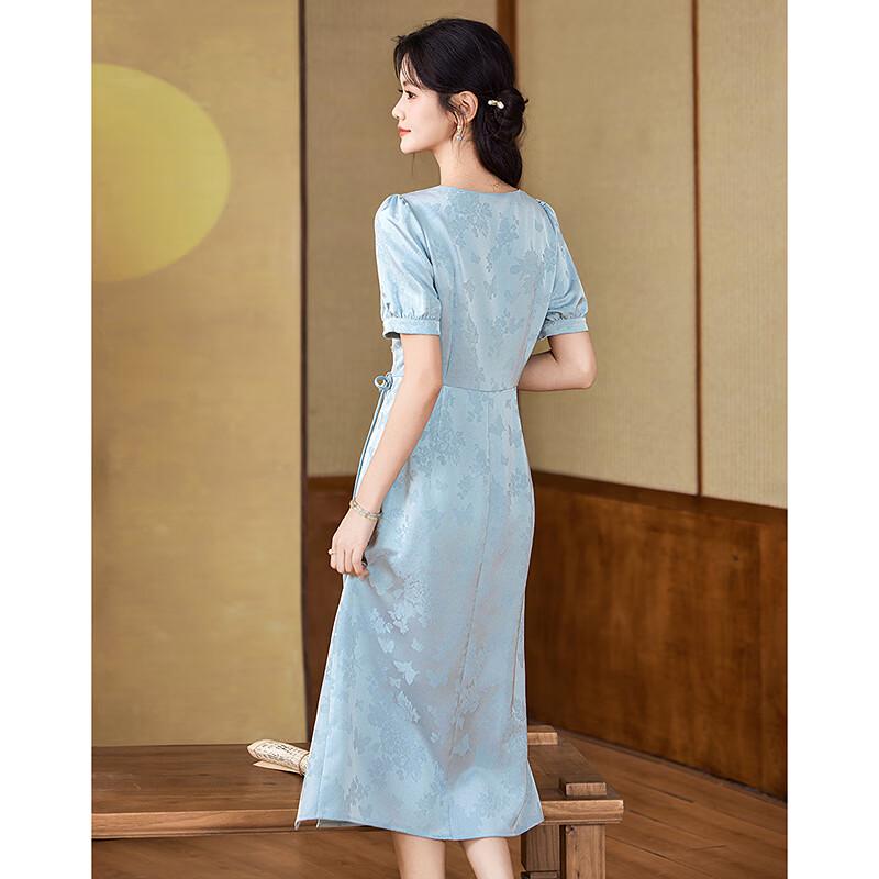 Shuishinianhua Elegant Short Sleeve Midi Dress