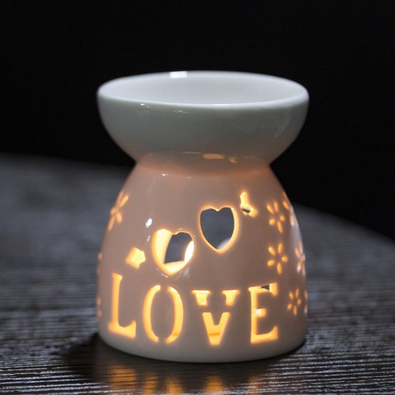 Modern Mini Sandalwood Ceramic Incense & Essential Oil Burner, Aromatherapy Lamp for Home