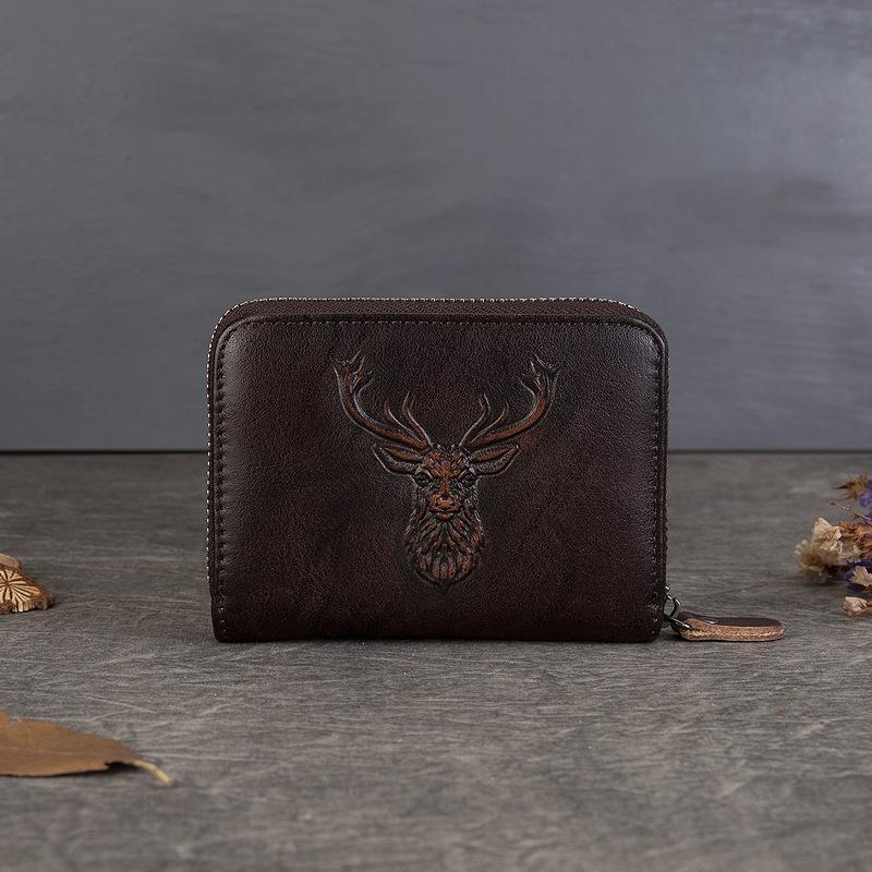 Kartenetui Handgefertigtes weiches Rindsleder Münzfach Kompakter multifunktionaler Kartenhalter Dokumententasche