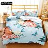 Rose Flower Butterfly Art Print Three Piece Bedding Set Fashion Children or Adults for Beds Quilt Covers Pillowcases Bedding Set
