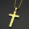 Katholischer Heiliger Benedikt Cspb Kreuz Anhänger Halskette für Frauen Männer Edelstahl Goldfarbe Jesus Kruzifix Kette Schmuck Geschenk