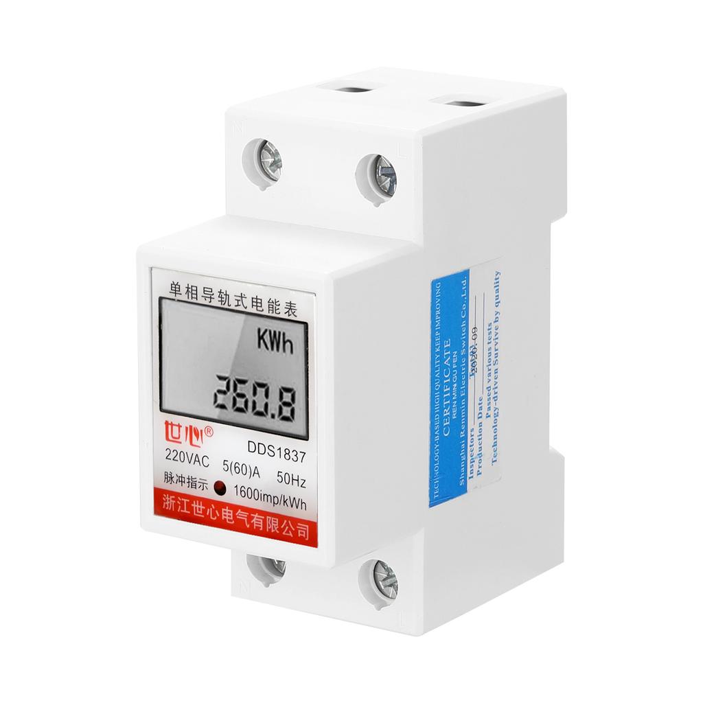 DDS LDG Single Phase Energy Meter, 220V 50Hz LCD Display with Real Time Voltage Current Power Monitoring, for Home Commercial Use