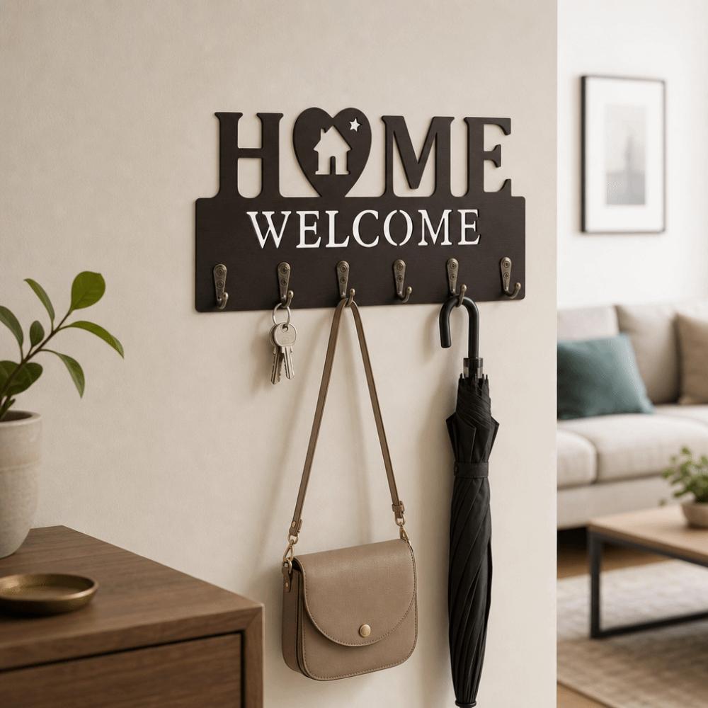 6 Hooks Wall Mount Key Rack Nordic Style Wall Decorative Hook Key Storage Holder Housewarming Gift