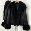 Winter new versatile commuter wind thickened warm jacket women's detachable natural real lamb fur collar down jacket