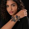 Elegant Polka Dot Flower Open Bangle Enamel Glaze Double Layer Floral Bracelet Vintage Adjustable Bracelet Daily Wear
