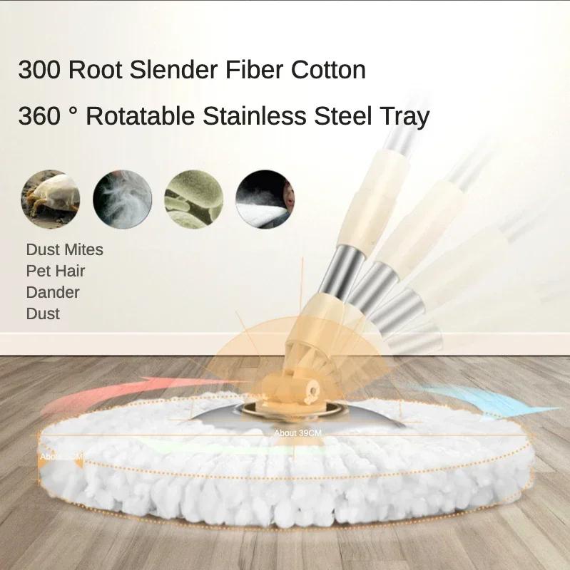 Flacher Squeeze Mop, 360 Grad drehbarer Edelstahlkorb, Mikrofaser-Pads, Reinigungsboden-Mopp-Eimer, verlängerter Griff, für Zuhause