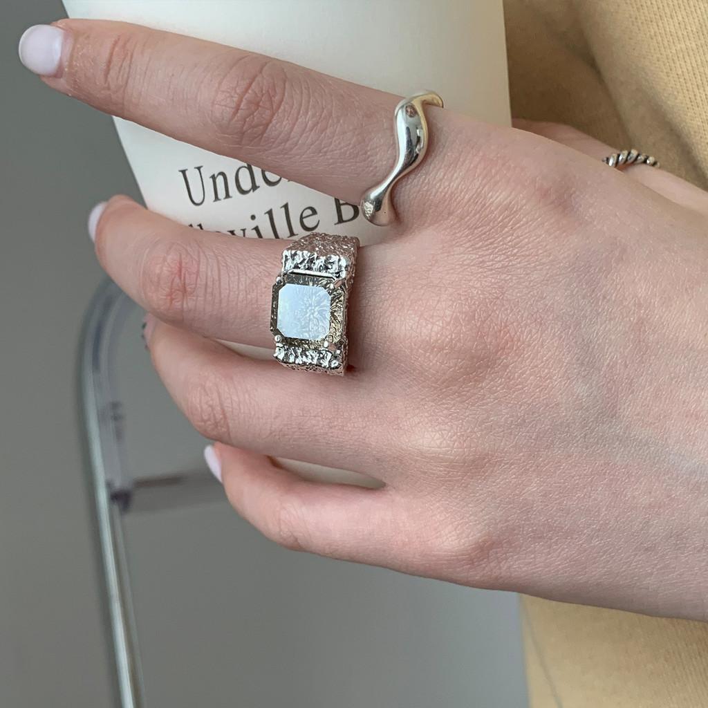 925 Sterling Silver Open Adjustable Ring Stylish Geometric Design Women For