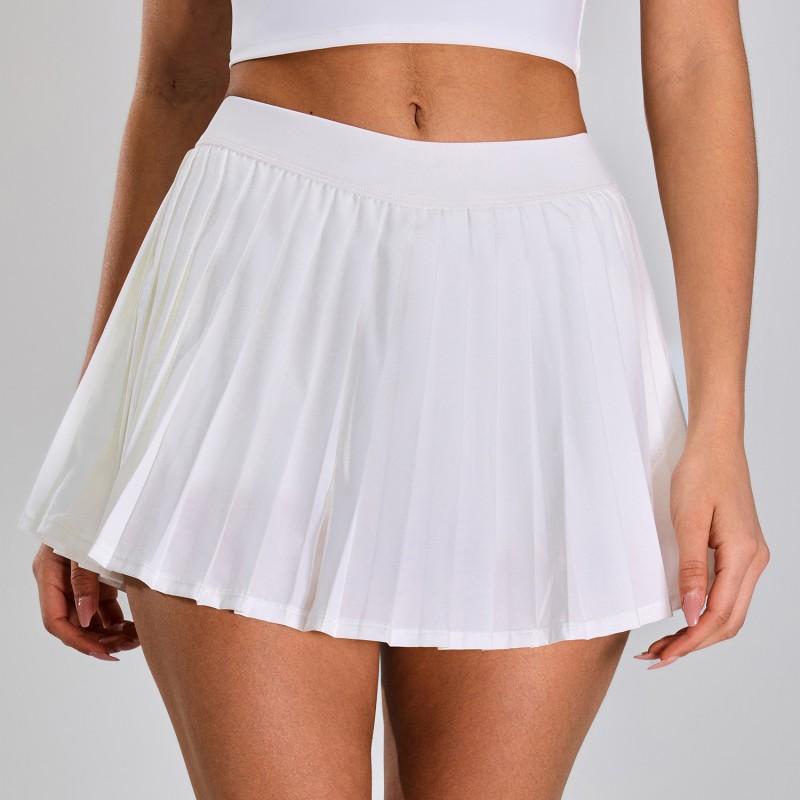 Womens High-Waisted Pleated Yoga Skort With Built-in Shorts Running Fitness Tennis Sportswear