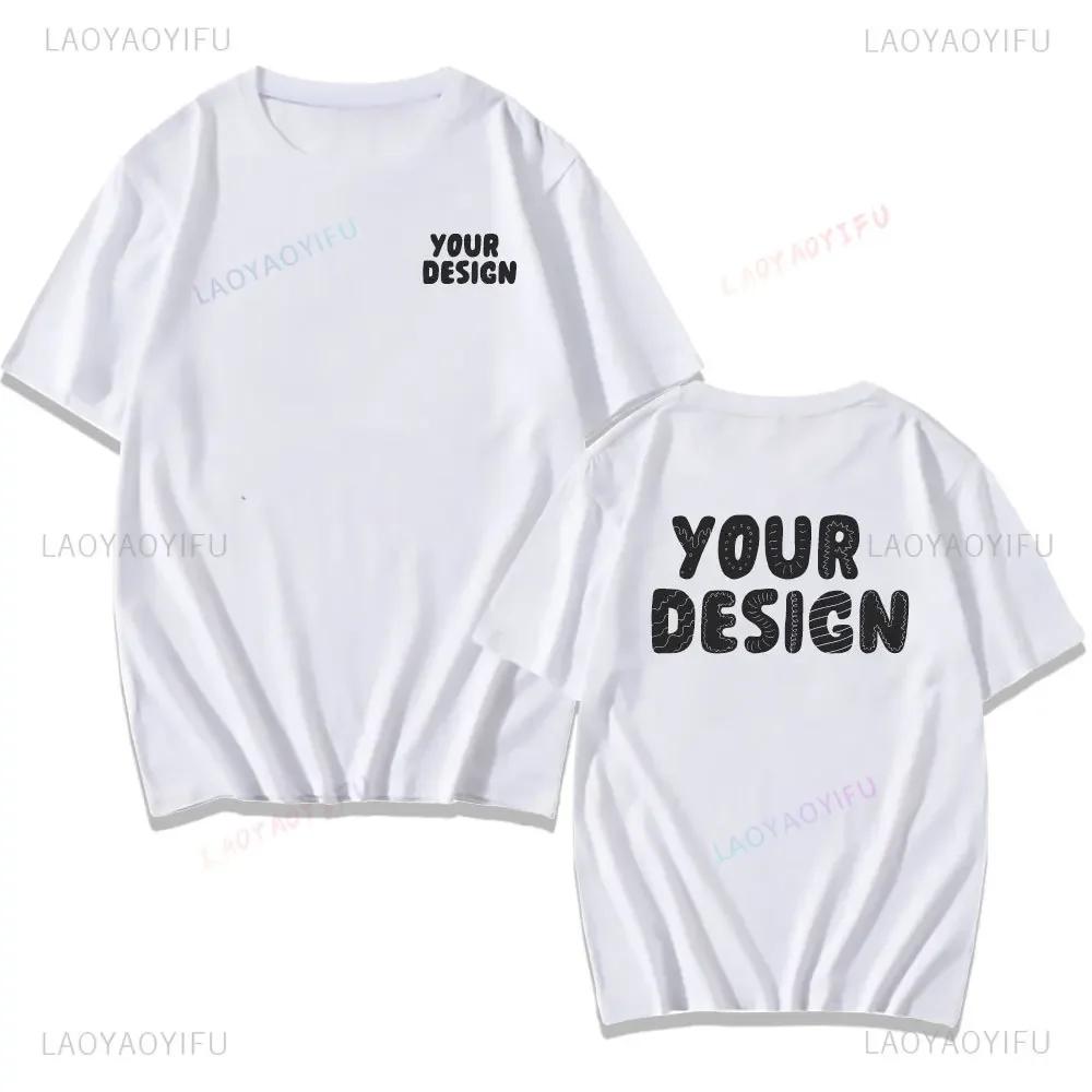 2025 Customized Printed Cotton Black White T Shirt Harajuku Men Women Tee DIY Your Like Photo Tshirt Fashion Custom Tops