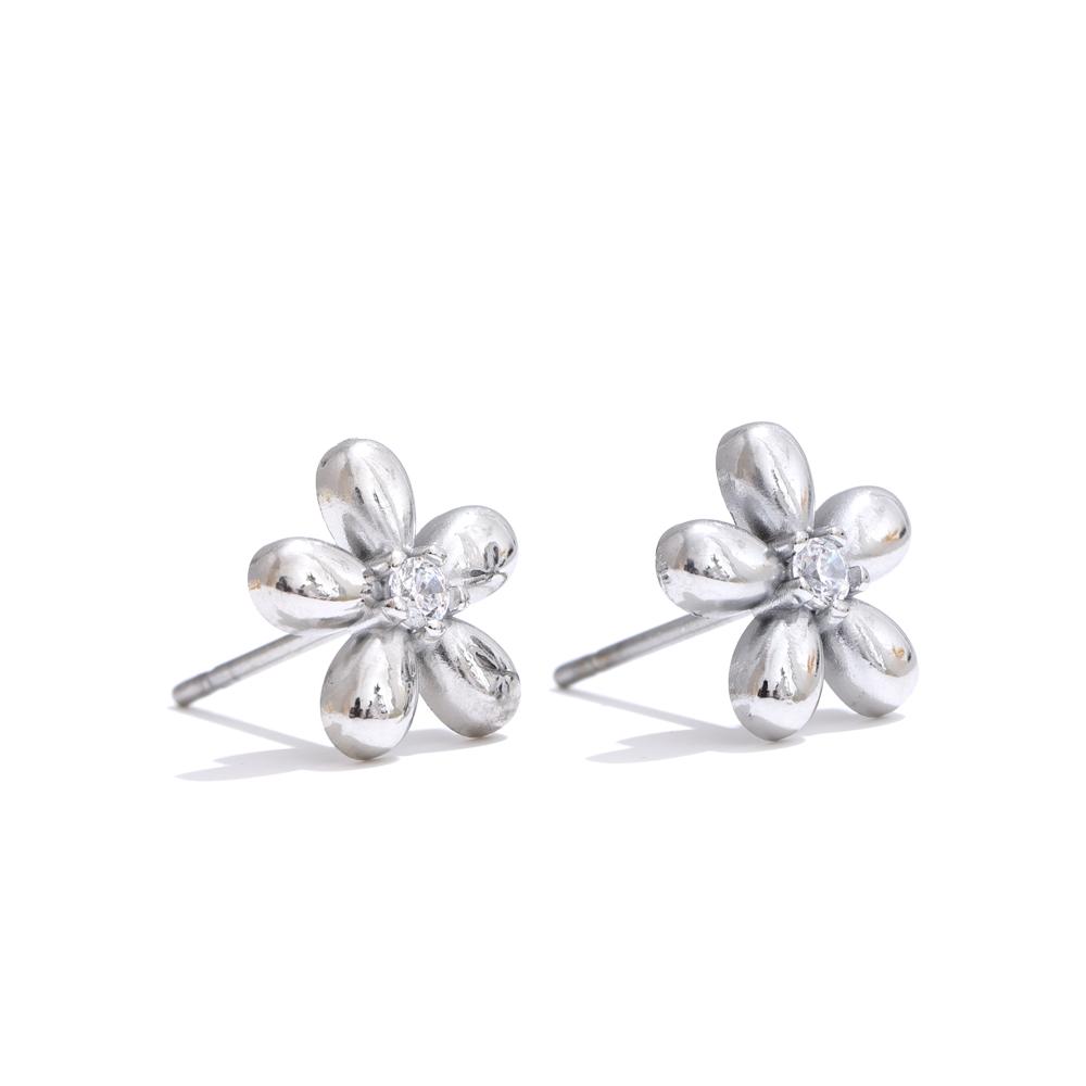 

Yhpup 2025 Arrivals Stainless Steel Zirconia Flower Daily Stud Earrings for Women Versatile Popular Charm Jewelry Gift