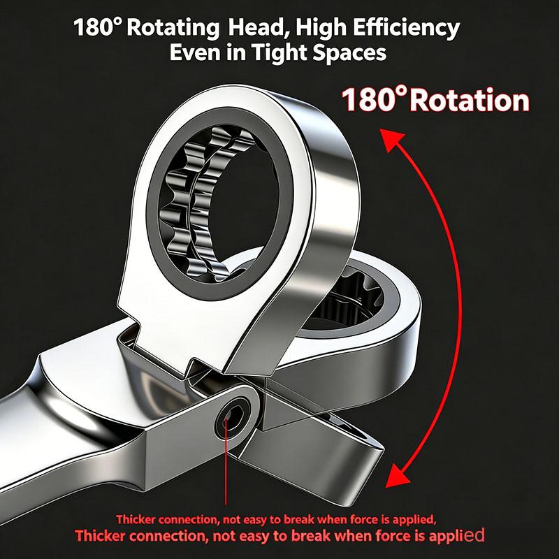 7-in-1 Double Head Ratchet Wrench Set with Interchangeable Shaking Heads Flexible Joint Removable Socket for Multi Size Tasks