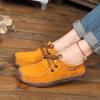 2025 Autumn Korean Lace-up Genuine Leather Women's Loafers, Casual Flat Bottom, Plus Size