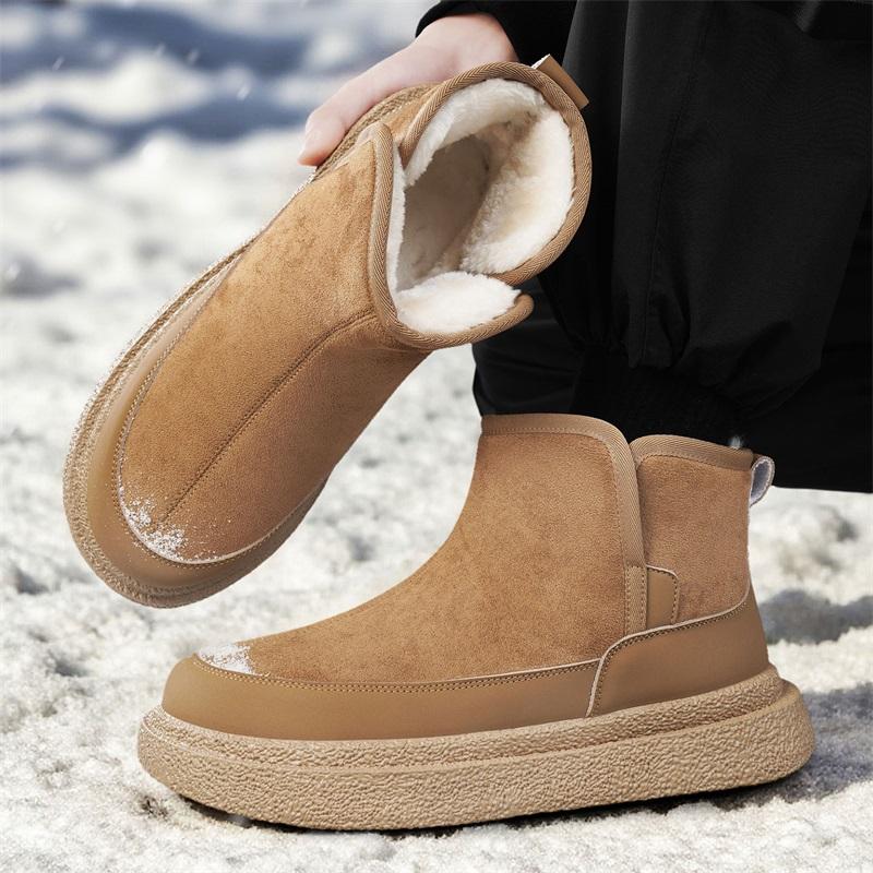 Men's Snow Boots for Casual Winter Shoes Platform Non-slip Warm Fur Ankle Boots Plush Combat Outdoor Hiking Motorcycle Boots