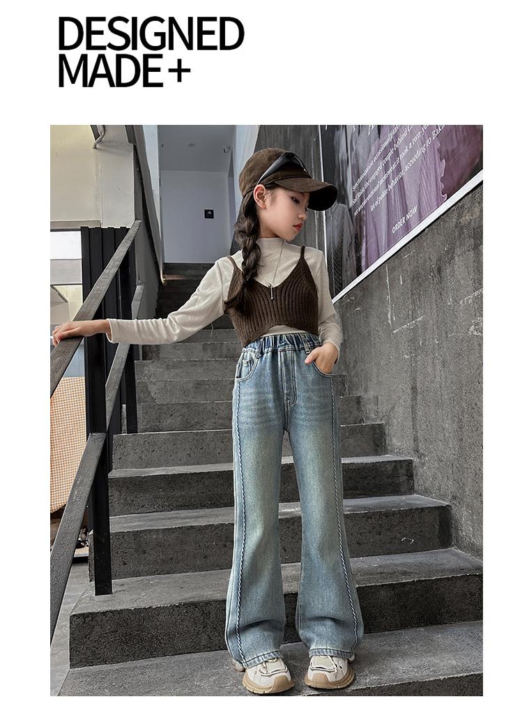 Girls' 2025 Fleece-Lined Straight-Leg Denim Jeans - Versatile, Thickened, Fashionable Winter Pants