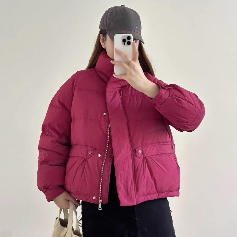 

Зимнее пуховое хлопковое пальто для женщин с миниатюрной фигурой, короткая теплая куртка XXL ярко-розовый