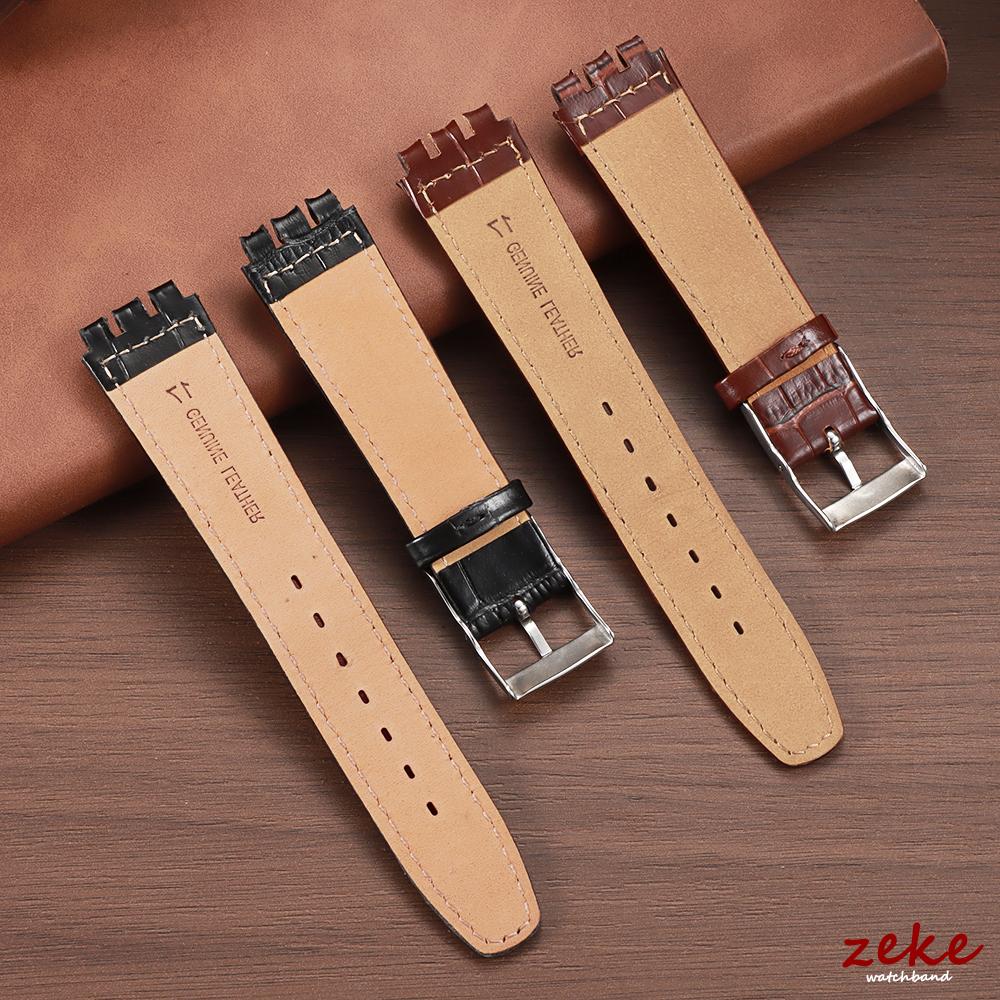 Genuine Leather Watch Strap 17mm 19mm for Swatch Replacement Band Vintage Brown Strap Men Women Sport Band Accessories Bracelet